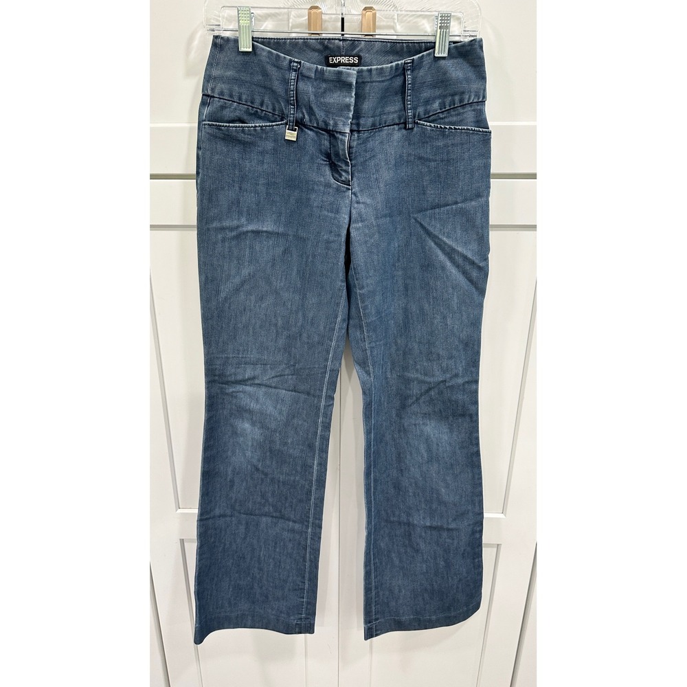 Express Editor Jeans Womens 2 Medium Wash Flare Leg Denim Trousers Blue